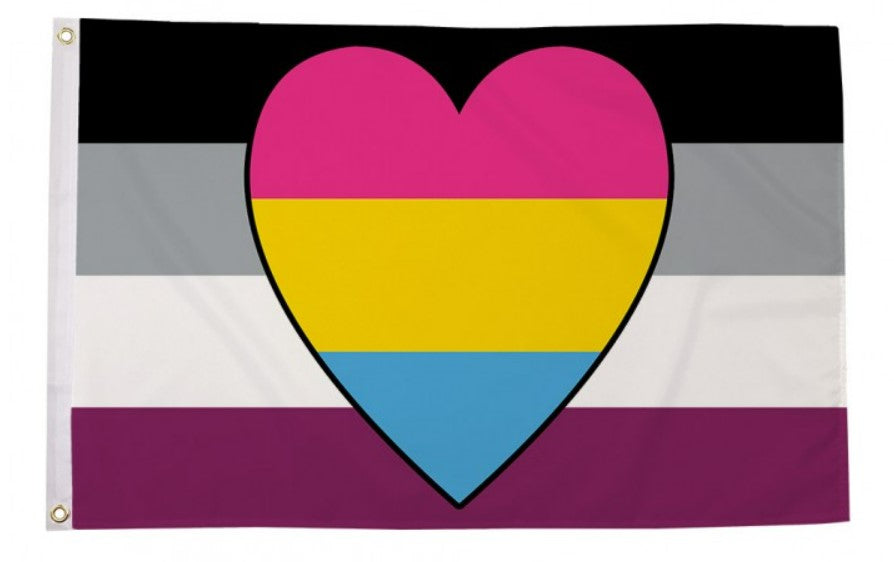 ASEXUAL PANROMANTIC HEART 5x3 feet FLAG 150cm x 90cm LGBGT+ PRIDE
