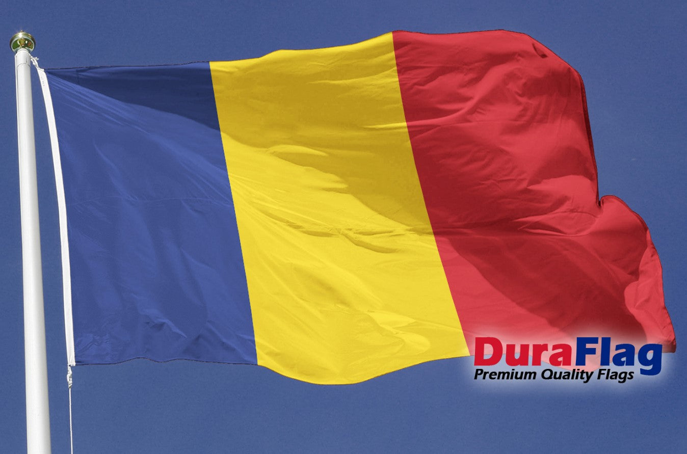 ROMANIA 5X3 HIGH QUALITY FLAG (150cm X 90cm) DURAFLAG with CLIPS / HOOKS