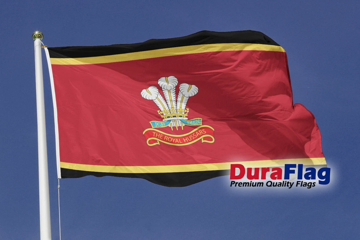 The Royal Hussars Courtesy DuraFlag Rope and Toggled (20in x 12in)