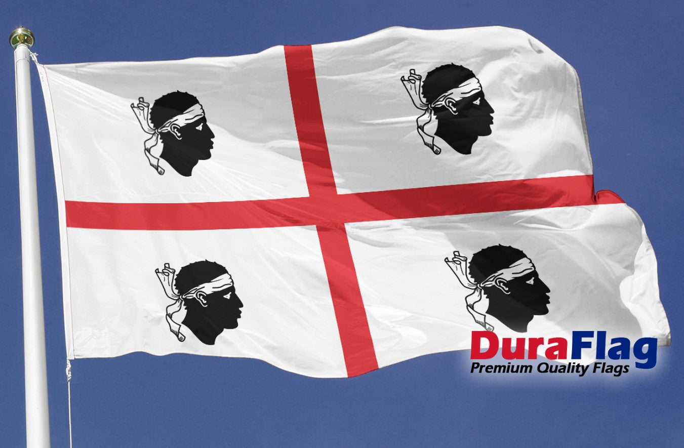 SARDINIA 5X3 HIGH QUALITY FLAG (150cm X 90cm) DURAFLAG with CLIPS / HOOKS