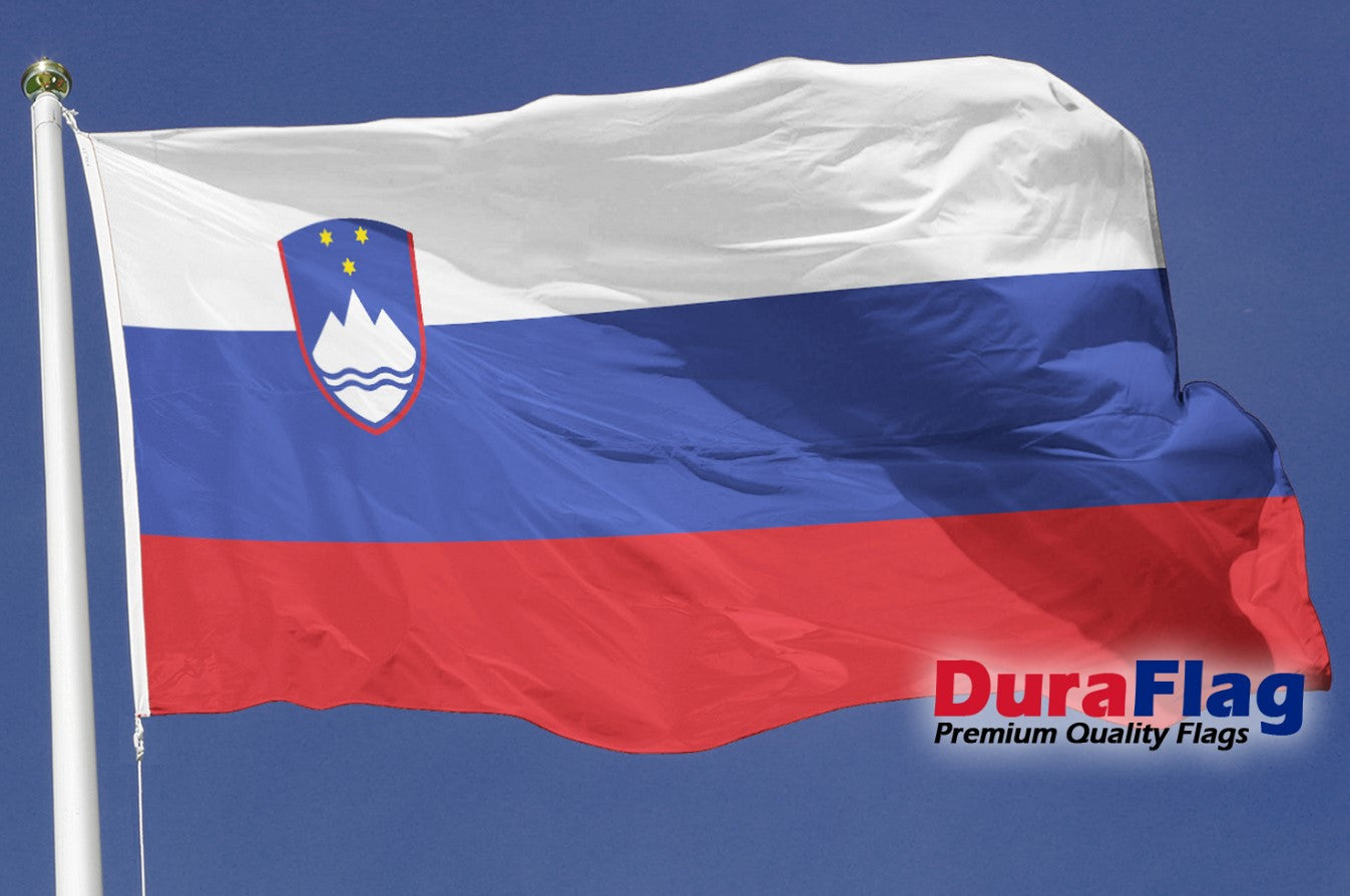 SLOVENIA 5X3 HIGH QUALITY FLAG (150cm X 90cm) DURAFLAG with CLIPS / HOOKS