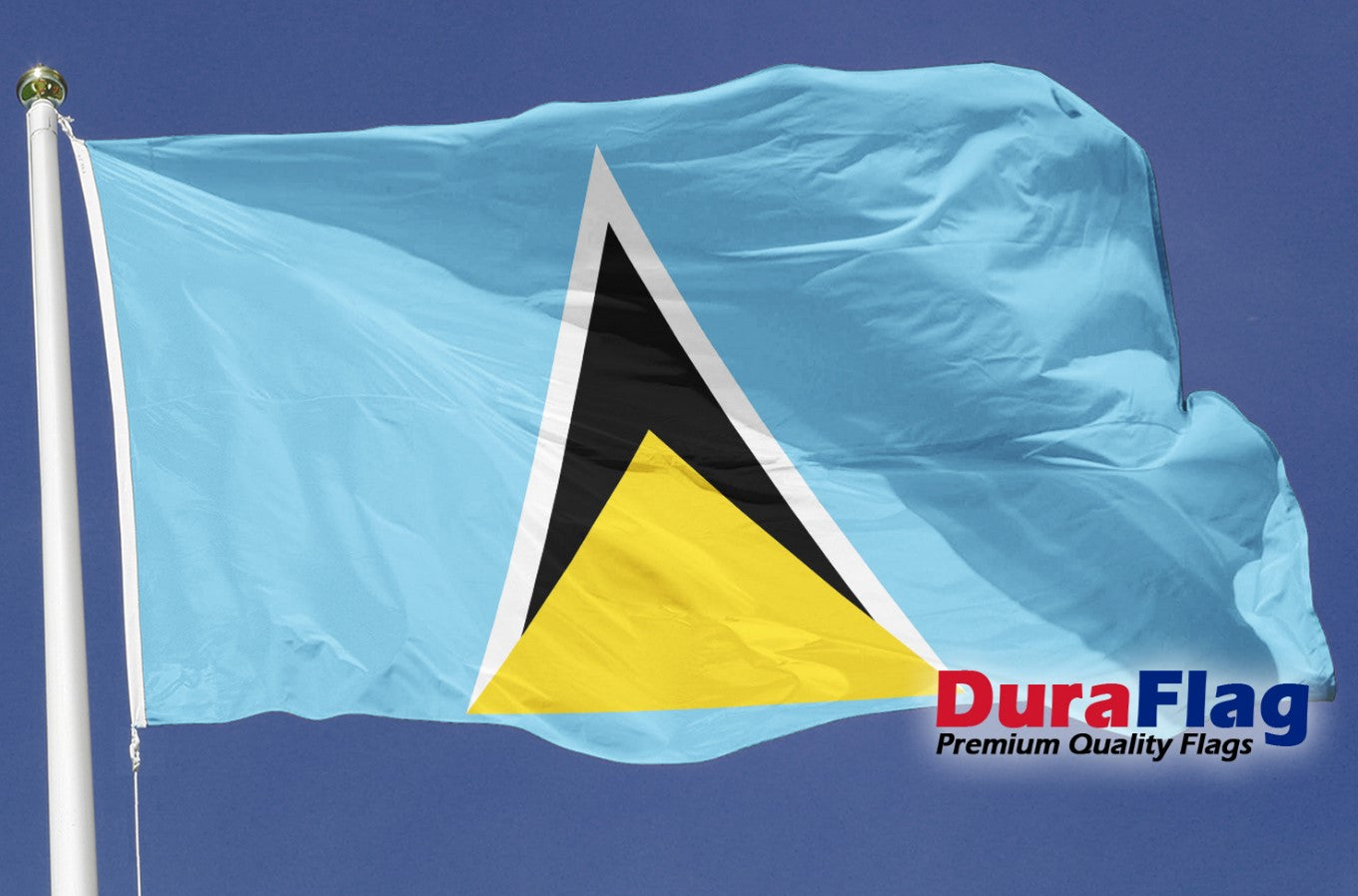 ST LUCIA CARIBBEAN QUALITY FLAG (150cm X 90cm) DURAFLAG with CLIPS / HOOKS
