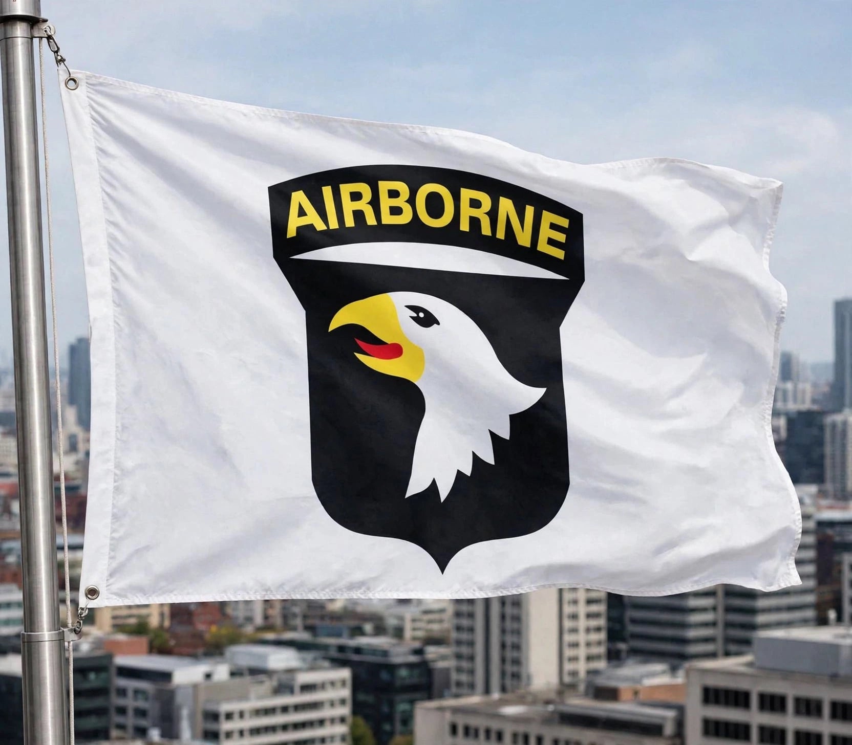 101st AIRBORNE (WHITE) 5X3 FEET AIRFORCE FLAG USA ARMY MILITARY AMERICAN U.S.A.