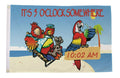 It's 5 0 clock somewhere 2 parrots 150cm x 90cm 5x3 feet SCREEN PRINTED FLAG