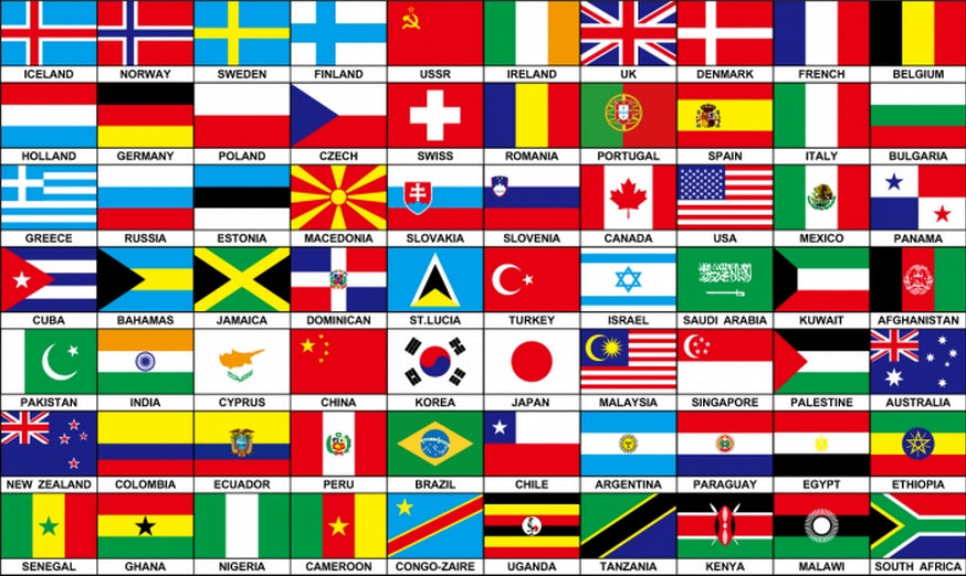 70 NATIONS COUNTRIES FLAG 5X3 FEET Africa Europe America INTERNATIONAL FLAGS