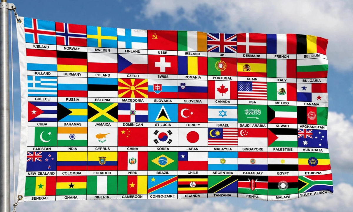 70 NATIONS COUNTRIES FLAG 5X3 FEET Africa Europe America INTERNATIONAL FLAGS