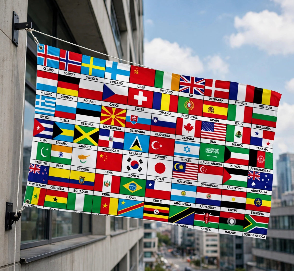 70 NATIONS COUNTRIES FLAG 5X3 FEET Africa Europe America INTERNATIONAL FLAGS
