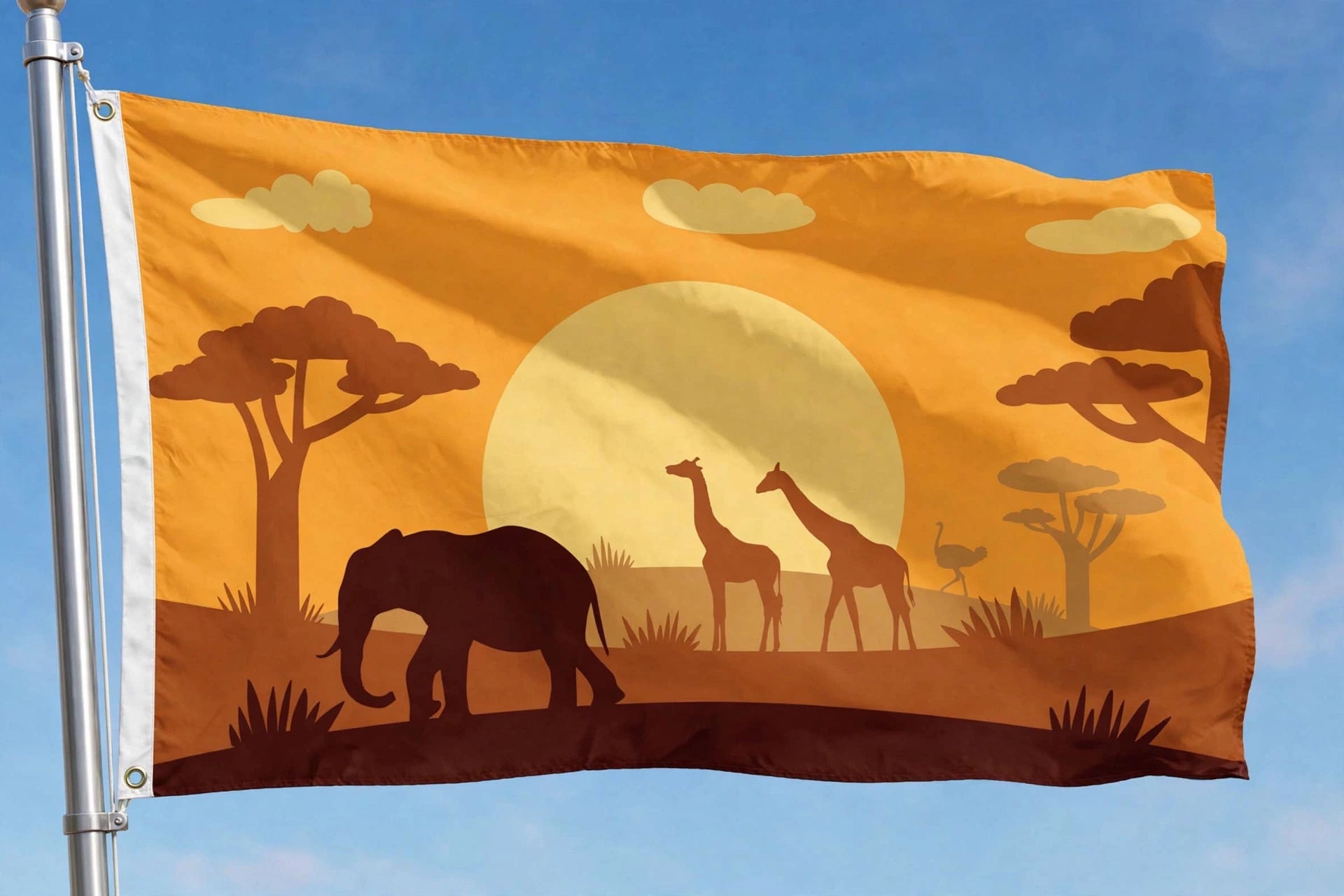 AFRICAN ANIMALS SILHOUETTE 5x3 feet FLAG 150cm x 90cm