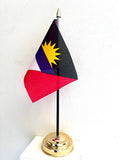 ANTIGUA AND BARBUDA TABLE FLAG 6"X4" 15cm x 10cm WITH BASE 25cm tall CARIBBEAN