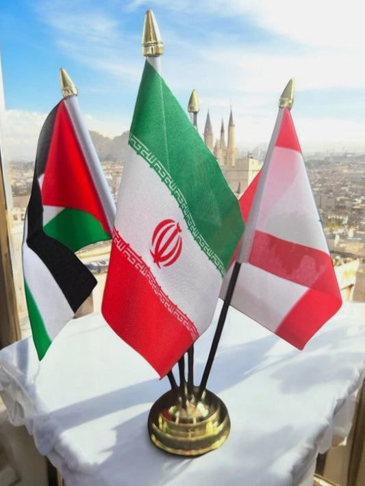 IRAN YEMEN PALESTINE LEBANON TABLE FLAG SET OF 4 FLAGS WITH BASE Resistance