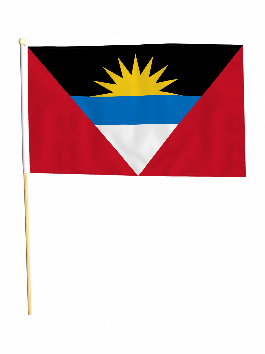 ANTIGUA & AND BARBUDA LARGE HAND WAVING FLAG 18X12 WITH 24" POLE flags CARIBBEAN