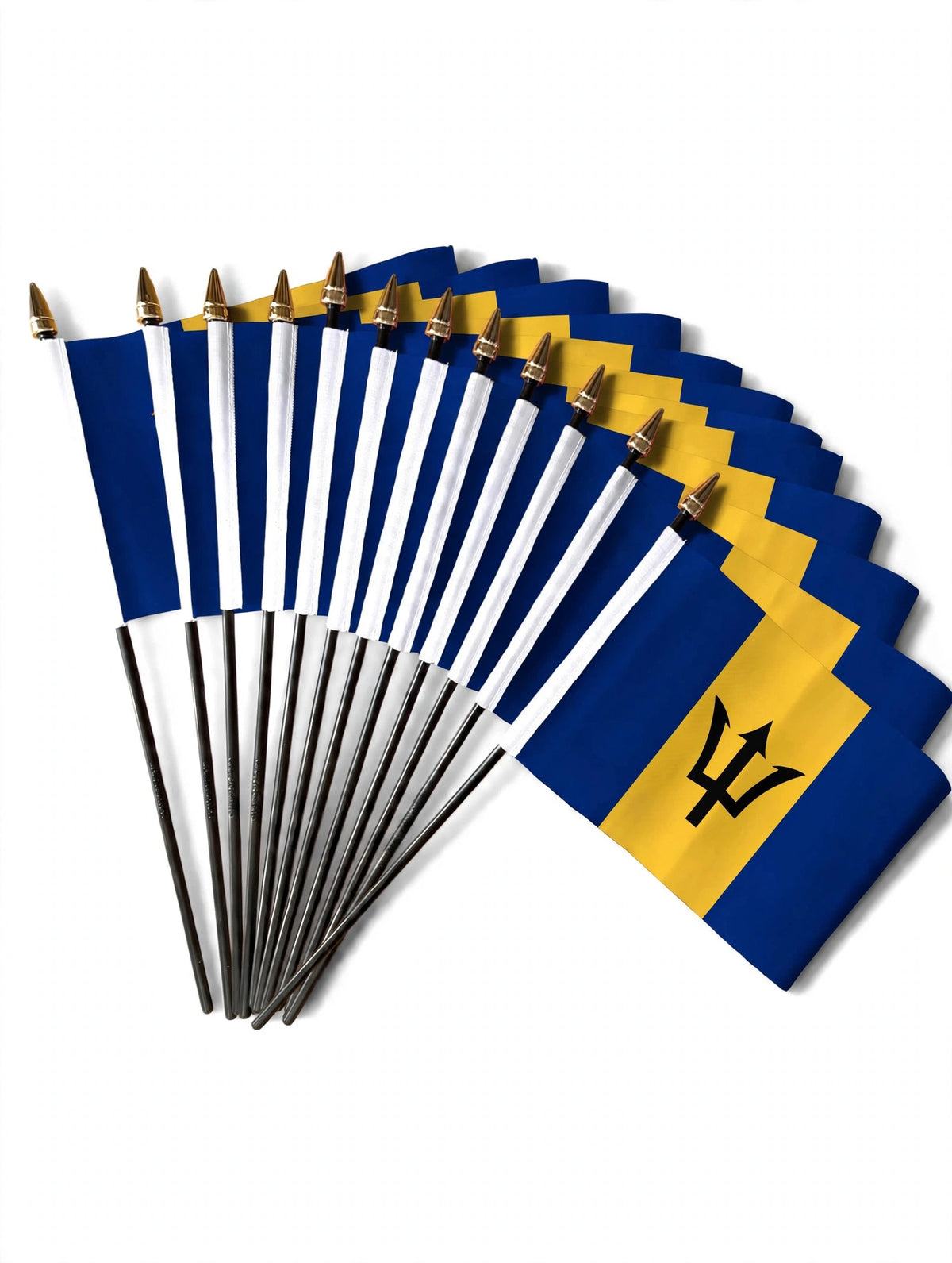 BARBADOS SMALL HAND FLAGS Pack of 12