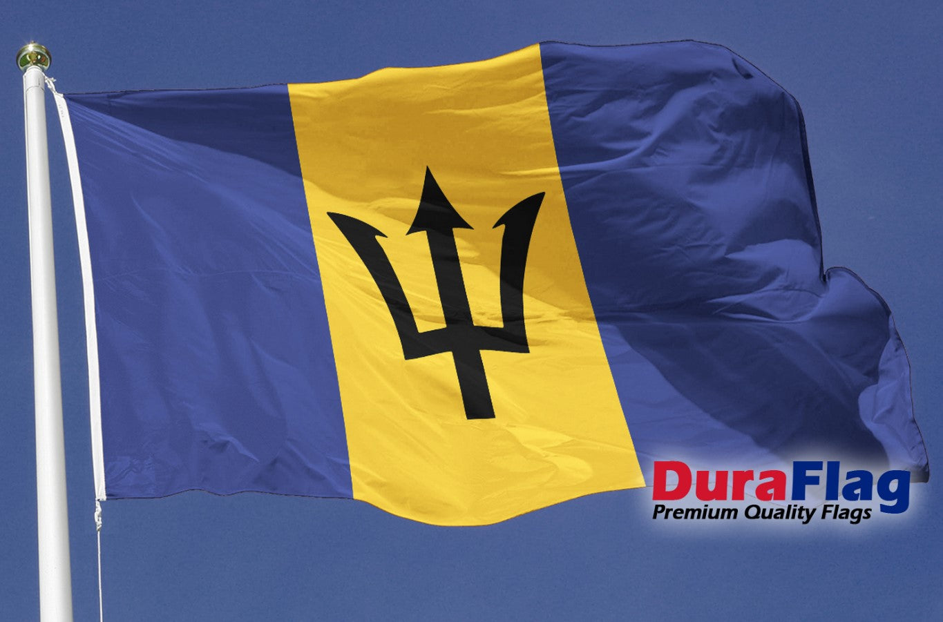 BARBADOS CARIBBEAN QUALITY FLAG (150cm X 90cm) DURAFLAG with CLIPS / HOOKS