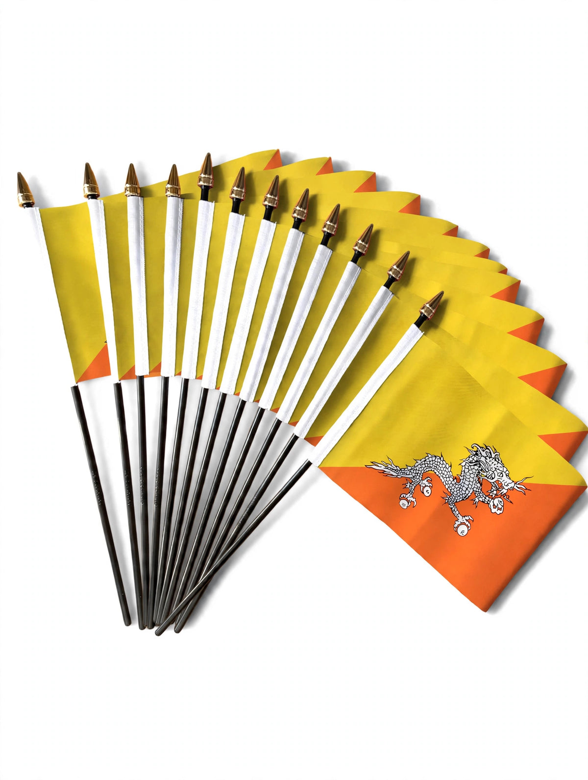 BHUTAN SMALL HAND FLAGS Pack of 12