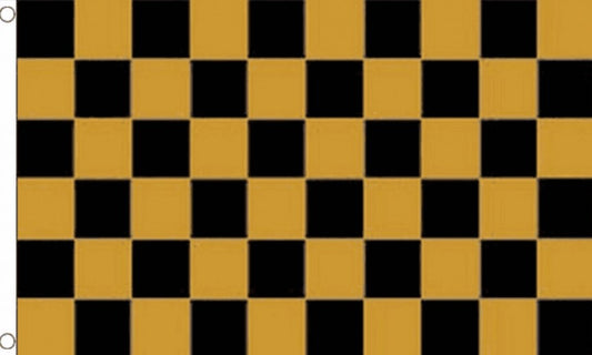 BLACK AND GOLD/BROWN CHECKERED 5x3 feet FLAG 150cm x 90cm