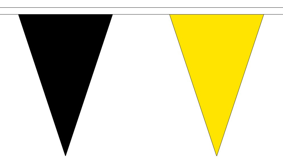 BLACK AND & YELLOW TRIANGULAR BUNTING 20 metres 54 flags Polyester flag