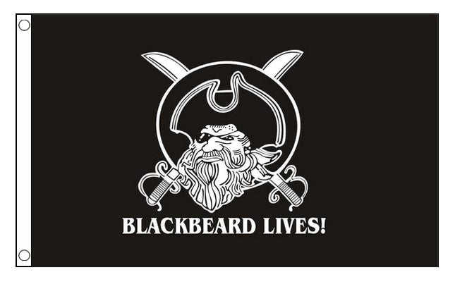 PIRATE 5X3 FEET FLAG Polyester fabric BLACKBEARD LIVES Buccaneer pirates flags