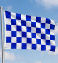 HUGE FLAG 8X5 FEET BLUE AND & WHITE CHECKERED CHEQUERED FLAGS SPORT RACING 8 X 5