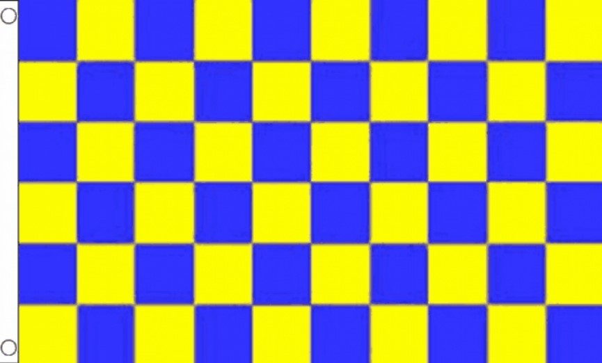 BLUE AND YELLOW CHECKERED 5x3 feet FLAG 150cm x 90cm