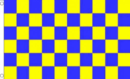 BLUE AND YELLOW CHECKERED 5x3 feet FLAG 150cm x 90cm