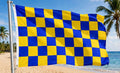 BLUE AND YELLOW CHECKERED 5x3 feet FLAG 150cm x 90cm