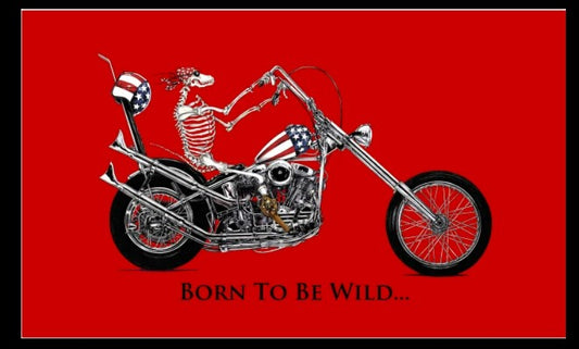 BORN TO BE WILD Skeleton on motorcycle 5x3 feet FLAG 150cm x 90cm