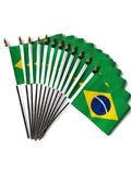BRAZIL SMALL HAND FLAGS Pack of 12