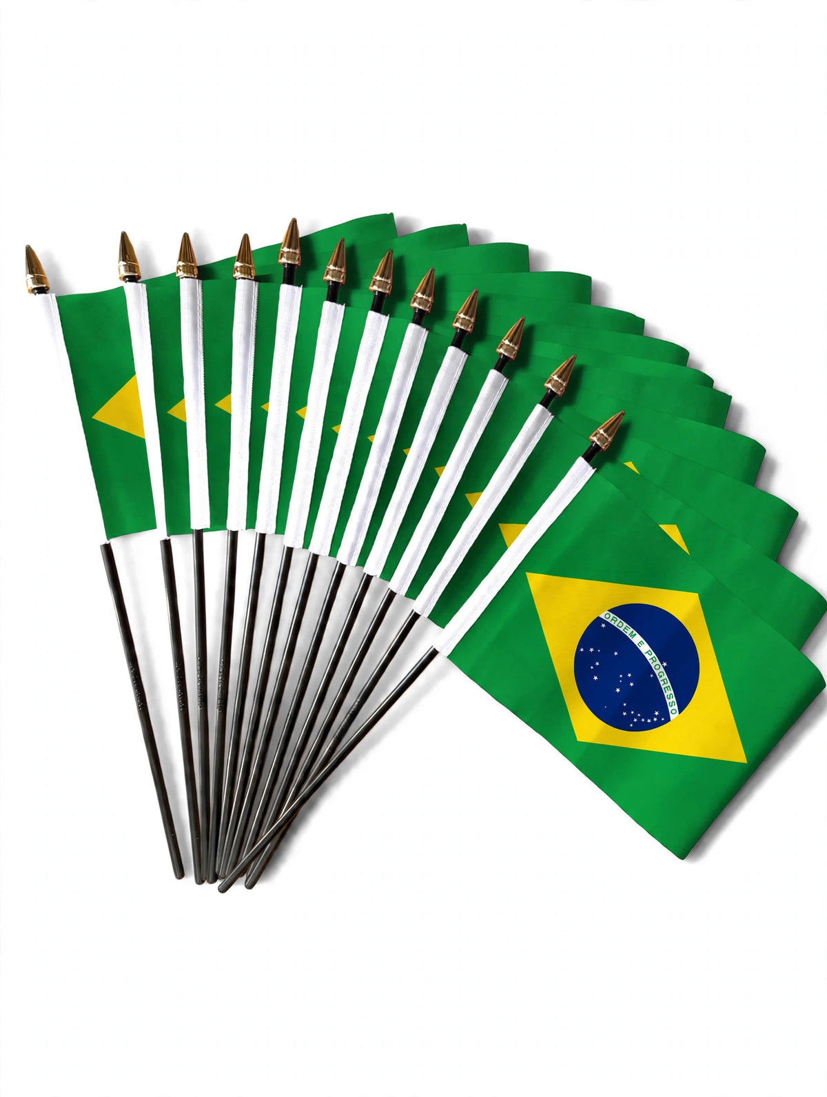 BRAZIL SMALL HAND FLAGS Pack of 12