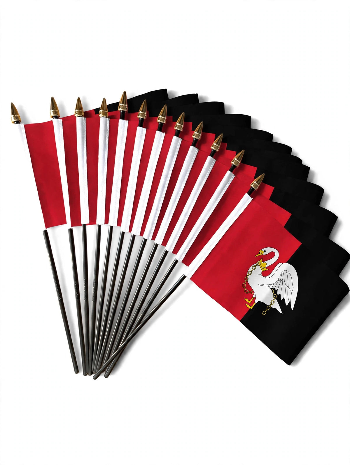 BUCKINGHAMSHIRE SMALL HAND FLAGS Pack of 12