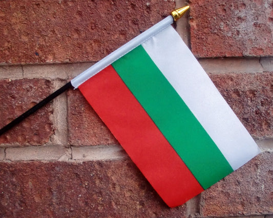 BULGARIA SMALL HAND WAVING FLAG 6"X4" flags BULGARIAN