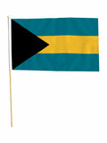BAHAMAS 18" x 12" LARGE HAND WAVING COURTESY FLAG & POLE