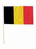 BELGIUM 18" x 12" LARGE HAND WAVING COURTESY FLAG & POLE