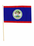 BELIZE 18" x 12" LARGE HAND WAVING COURTESY FLAG & POLE