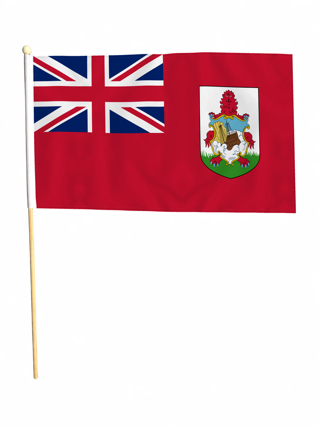 BERMUDA 18" x 12" LARGE HAND WAVING COURTESY FLAG & POLE