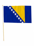 BOSNIA AND HERZEGOVINA 18" x 12" LARGE HAND WAVING COURTESY FLAG & POLE