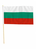 BULGARIA 18" x 12" LARGE HAND WAVING COURTESY FLAG & POLE BULGARIAN