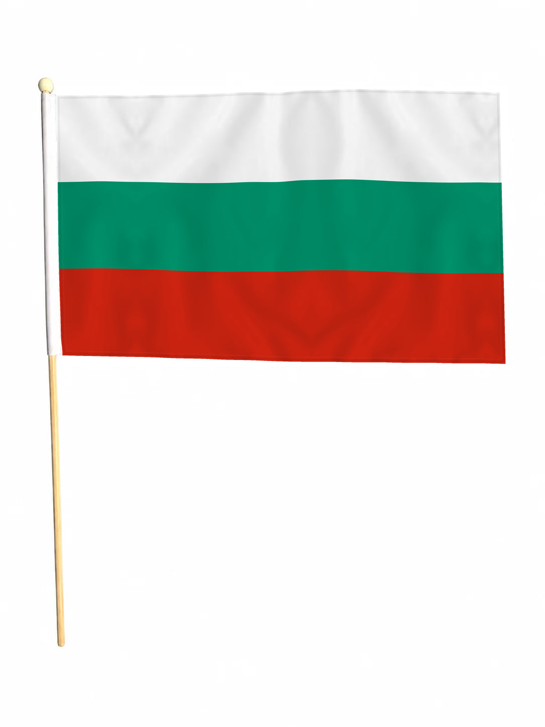 BULGARIA 18" x 12" LARGE HAND WAVING COURTESY FLAG & POLE BULGARIAN