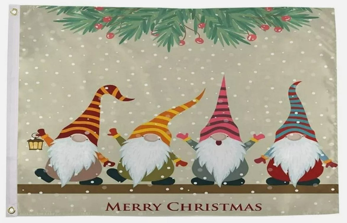 MERRY CHRISTMAS GNOMES 5x3 feet FLAG 150cm x 90cm