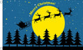 CHRISTMAS MOON AND SANTA'S SLEIGH 8 x 5 Feet 240cm x 150cm POLYESTER FLAG XMAS
