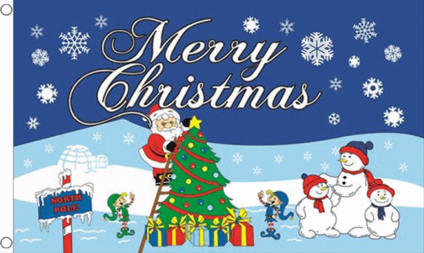 CHRISTMAS NORTH POLE Santa Clause Snowman Xmas 5x3 feet FLAG 150cm x 90cm