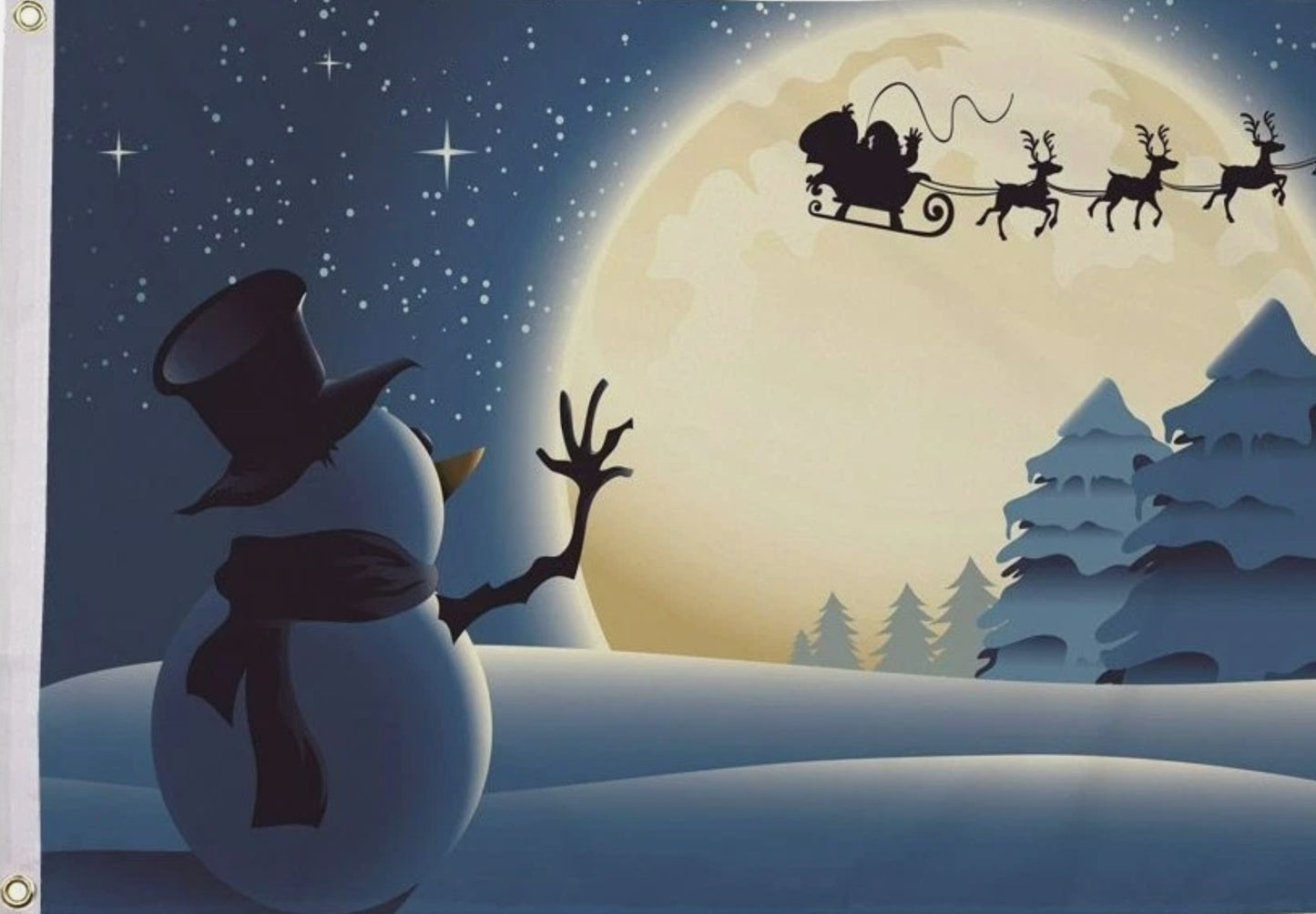 CHRISTMAS XMAS SNOWMAN MOON 5x3 feet FLAG 150cm x 90cm