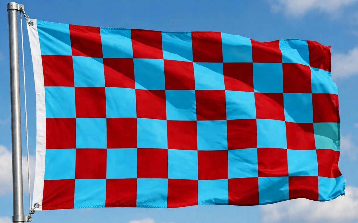 CLARET AND BLUE CHECKERED 5x3 feet FLAG 150cm x 90cm