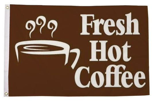 FRESH HOT COFFEE 5x3 feet FLAG 150cm x 90cm Cafe shop