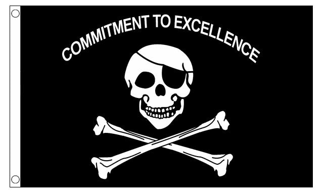 PIRATE skull and & crossbones FLAG Commitment to Excellence 5x3 feet