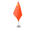 CHINA DELUXE SATIN TABLE FLAG 9"X6" CHROME POLE & BASE Stands 15" CHINESE