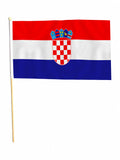 CROATIA LARGE HAND WAVING FLAG 18" X 12" WITH 24" POLE flags Zagreb Croatian