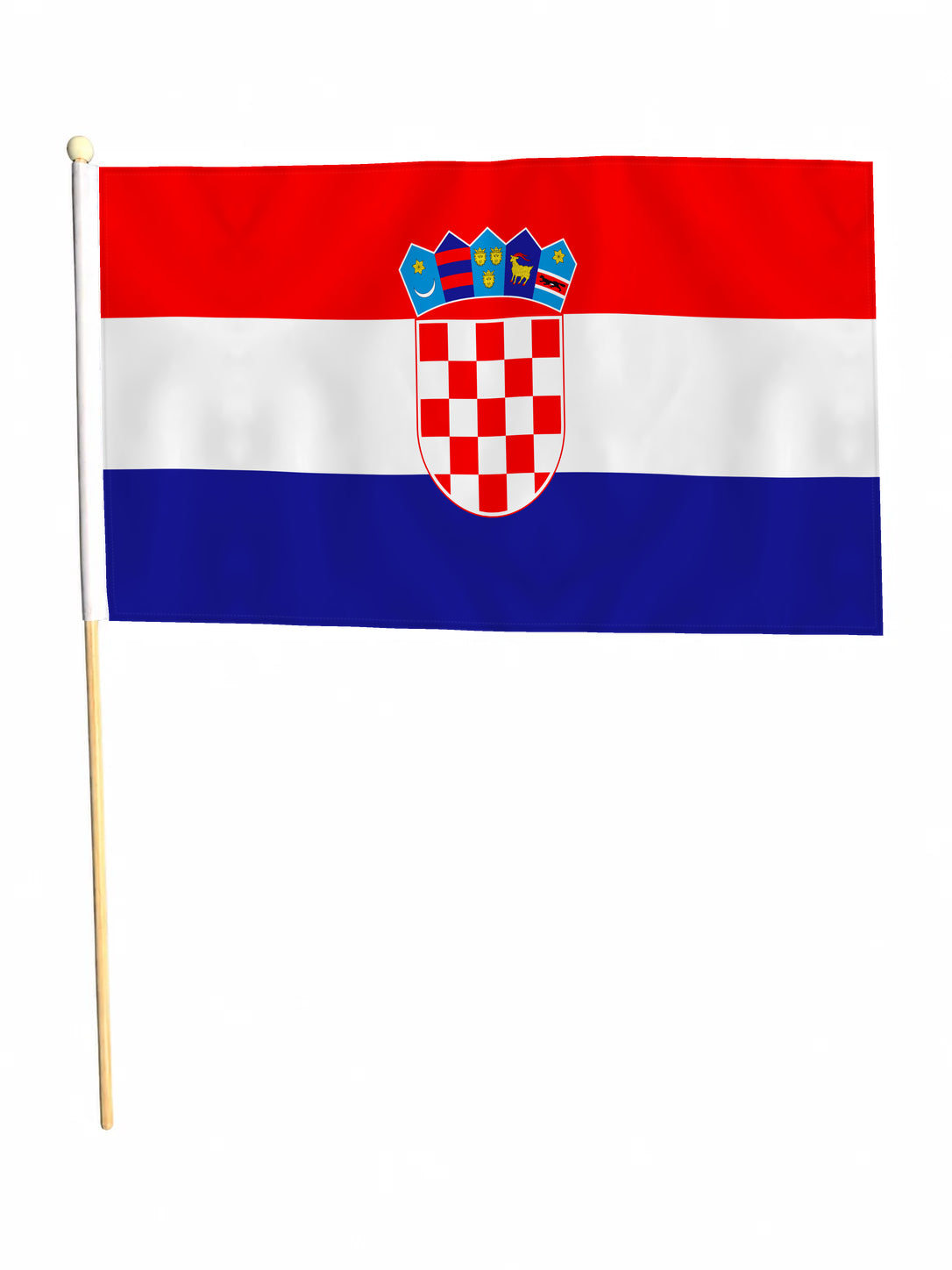 CROATIA LARGE HAND WAVING FLAG 18" X 12" WITH 24" POLE flags Zagreb Croatian