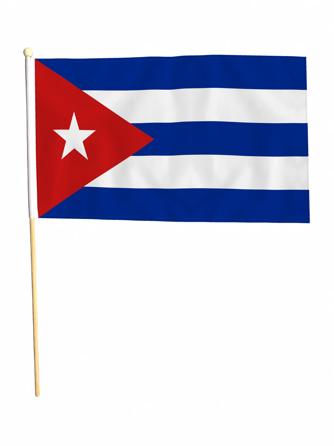 CUBA LARGE HAND WAVING FLAG 18" X 12" WITH 24" POLE flags CUBAN HAVANA