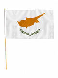 CYPRUS 18" x 12" LARGE HAND WAVING COURTESY FLAG & POLE