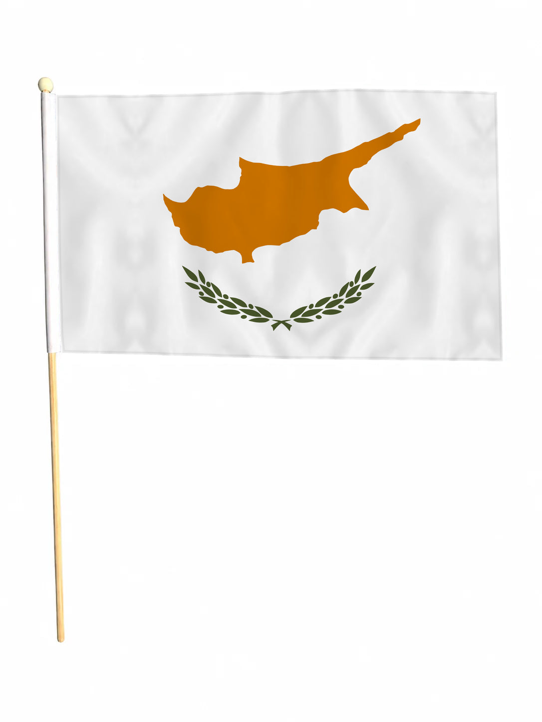 CYPRUS 18" x 12" LARGE HAND WAVING COURTESY FLAG & POLE